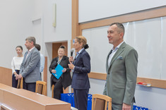 Uroczyste rozpoczęcie studiów podyplomowych MBA. Od lewej: prof. dr hab. inż. Piotr Koszelnik, dr Justyna Stecko, dr hab. Beata Zatwarnicka-Madura, prof. PRz, prof. dr hab. Grzegorz Ostasz,